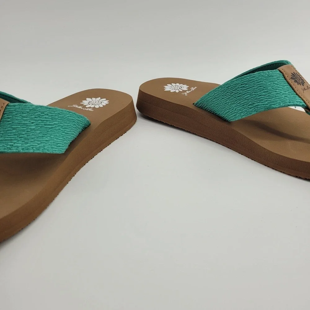Yellow Box Warton Turquoise Fabric Platform Flip Flop Sandals Womens 8.5 M NEW - Picture 4 of 10